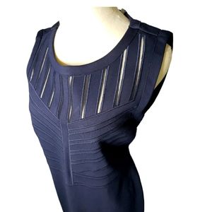 Tahari NWT Bodycon Sleeveless Sheath Dress Shadow Netting Geometric Pattern Top